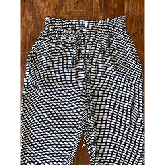 Zara pullover drawstring dressy palazzo pants small black & white wide leg 0054 - Picture 2 of 12